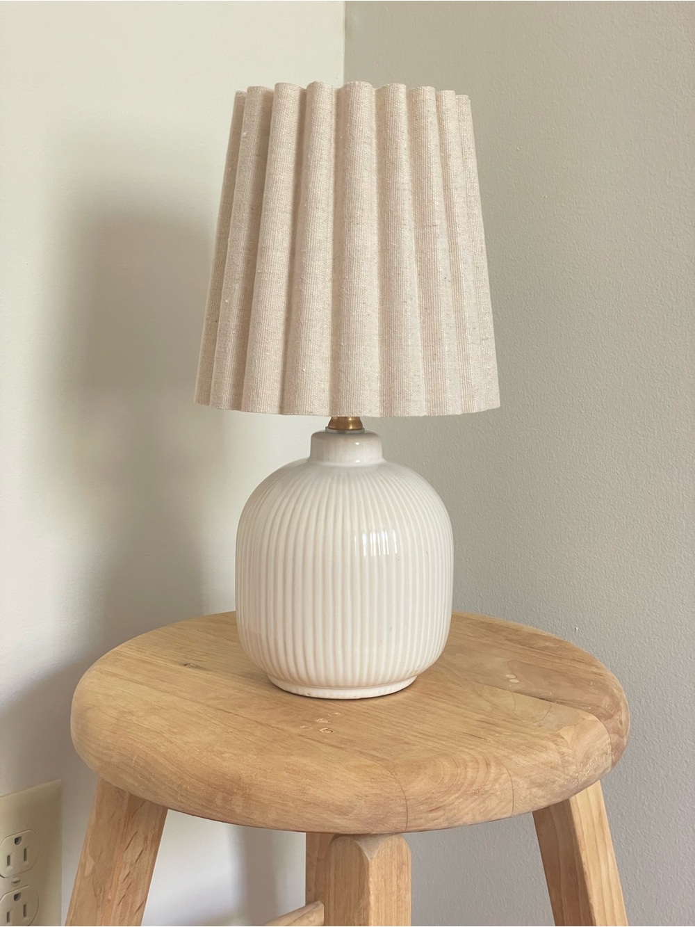 Hearth and hand small ribbed white lamp